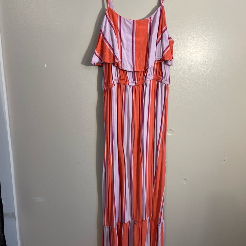 Old Navy Orange and Lilac Striped Maxi Dress